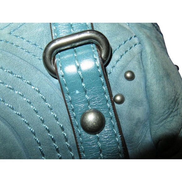 COACH 2010 15276 Embossed & Studded Blue Leather Alex Satchel Handbag - Picture 13 of 13